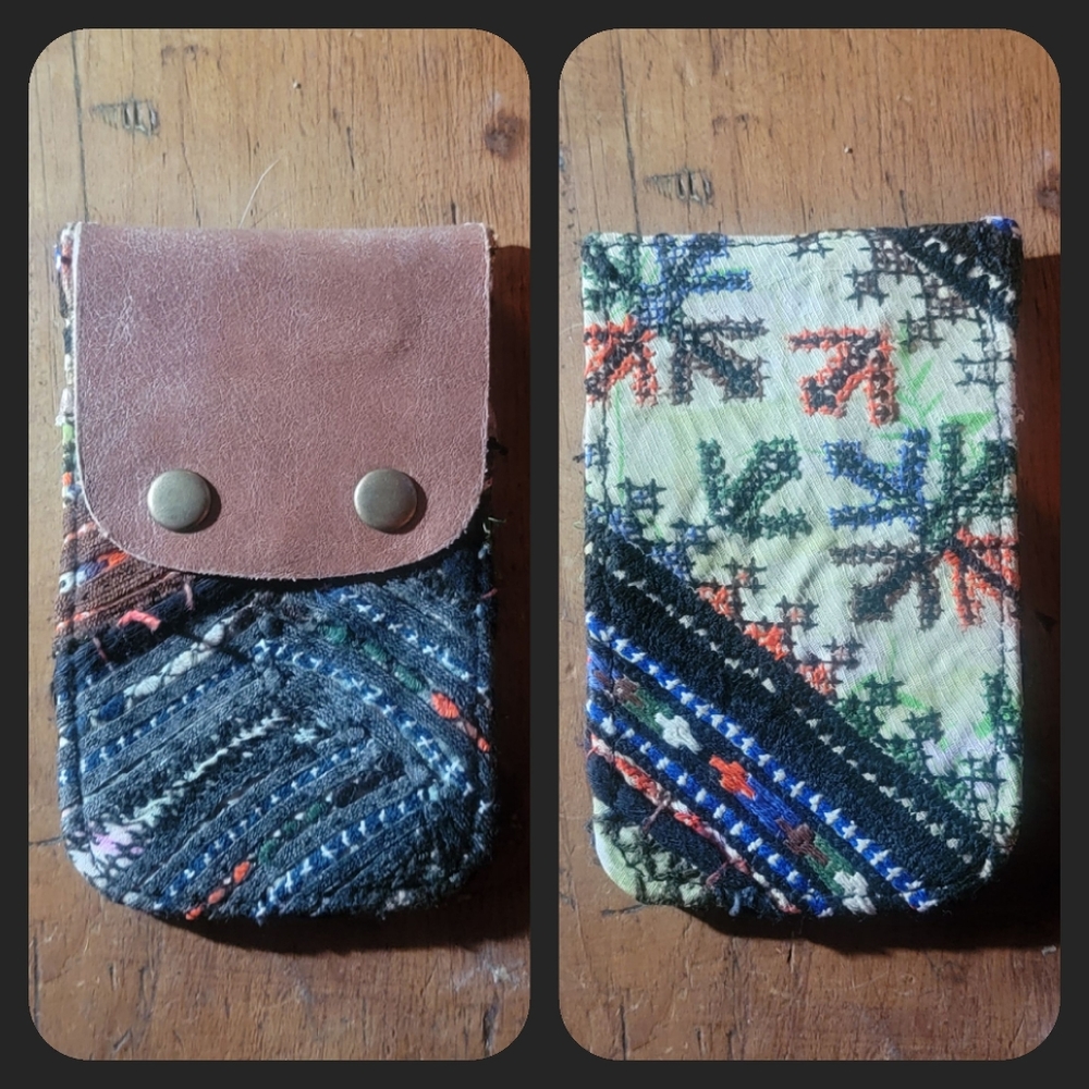 🎱🔮 Free People Boho Embroidered Repurposed vtg banjara hippie Wallet card case